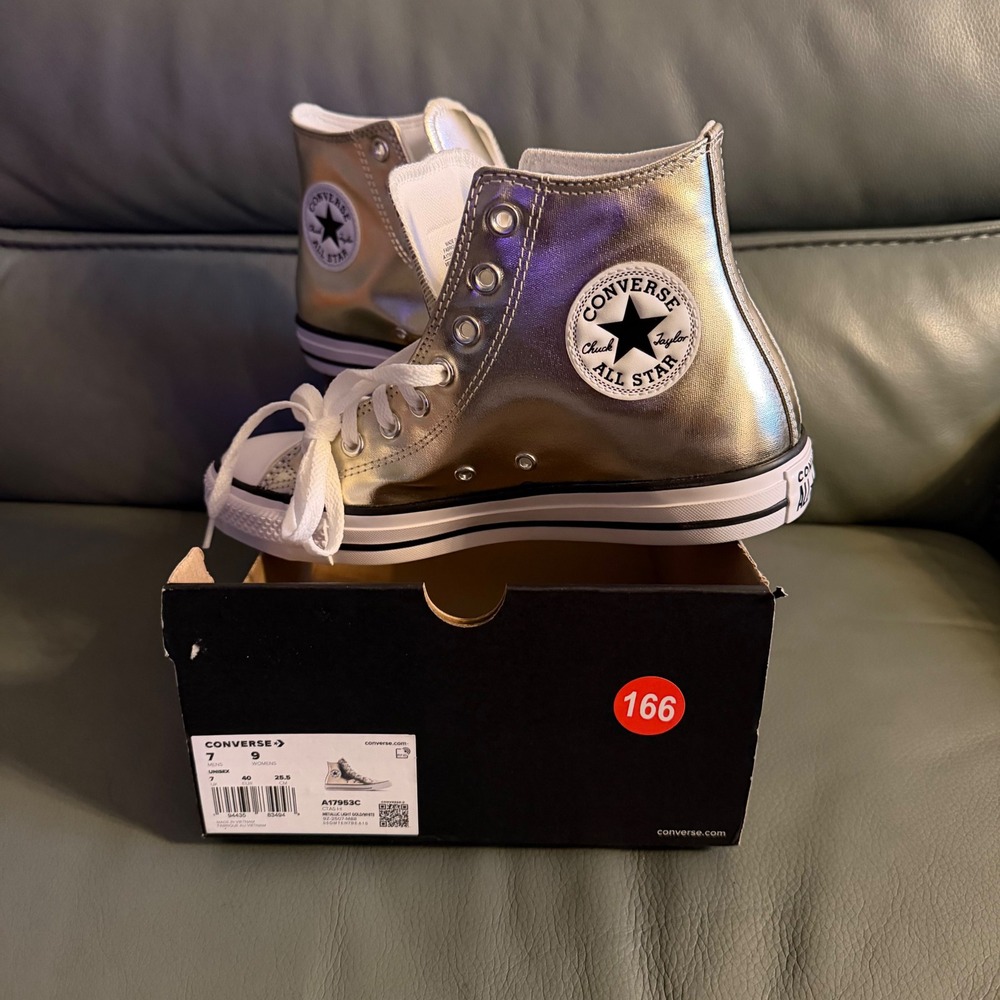 Converse Chuck Taylor All Star Hi Metallic Light Gold Sneakers A17953C Womens 9